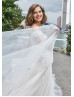 Off Shoulder Beaded Ivory Lace Tulle Sparkling Wedding Dress